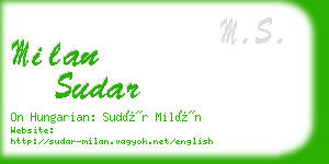 milan sudar business card